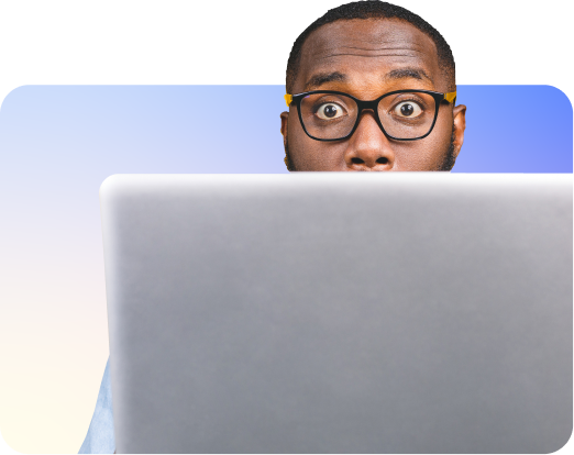 man behind monitor image